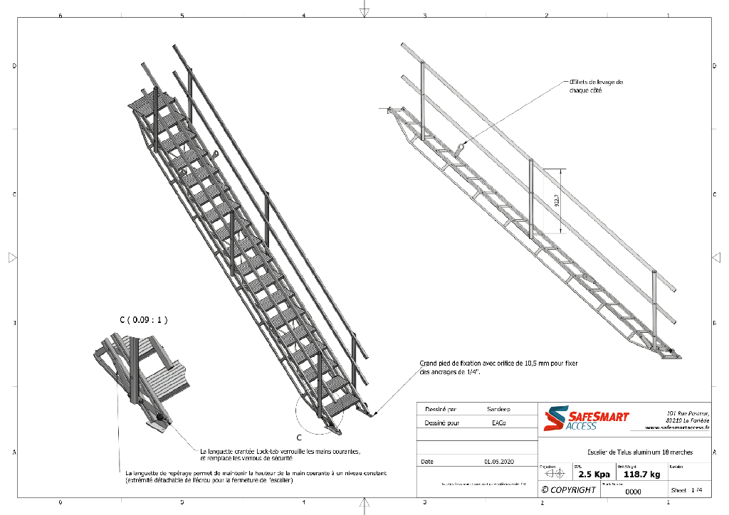AdjustaStairs escalier de talus aluminium