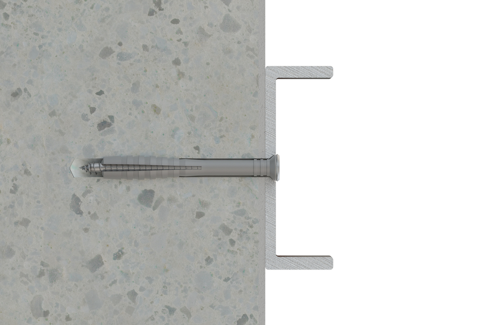 Cheville prémontée à frapper (polyamide 6.6),avec clou annelé. Cheville tête fraisée