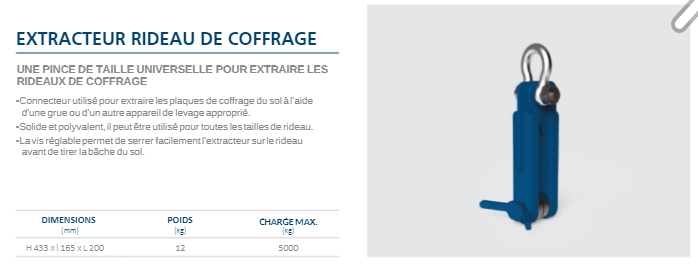 Extracteur rideau de coffrage