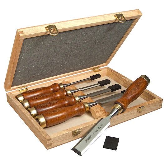 CISEAU A BOIS MANCHE BOIS STANLEY - COFFRET DE 5PCS 