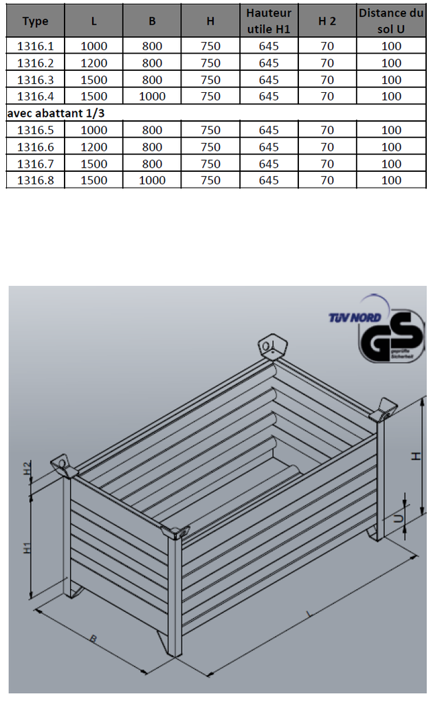 Panier de stockage paroi pleine