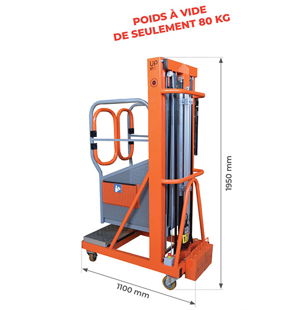 Nacelle semi-électrique aluminium hauteur de travail 5 mètres