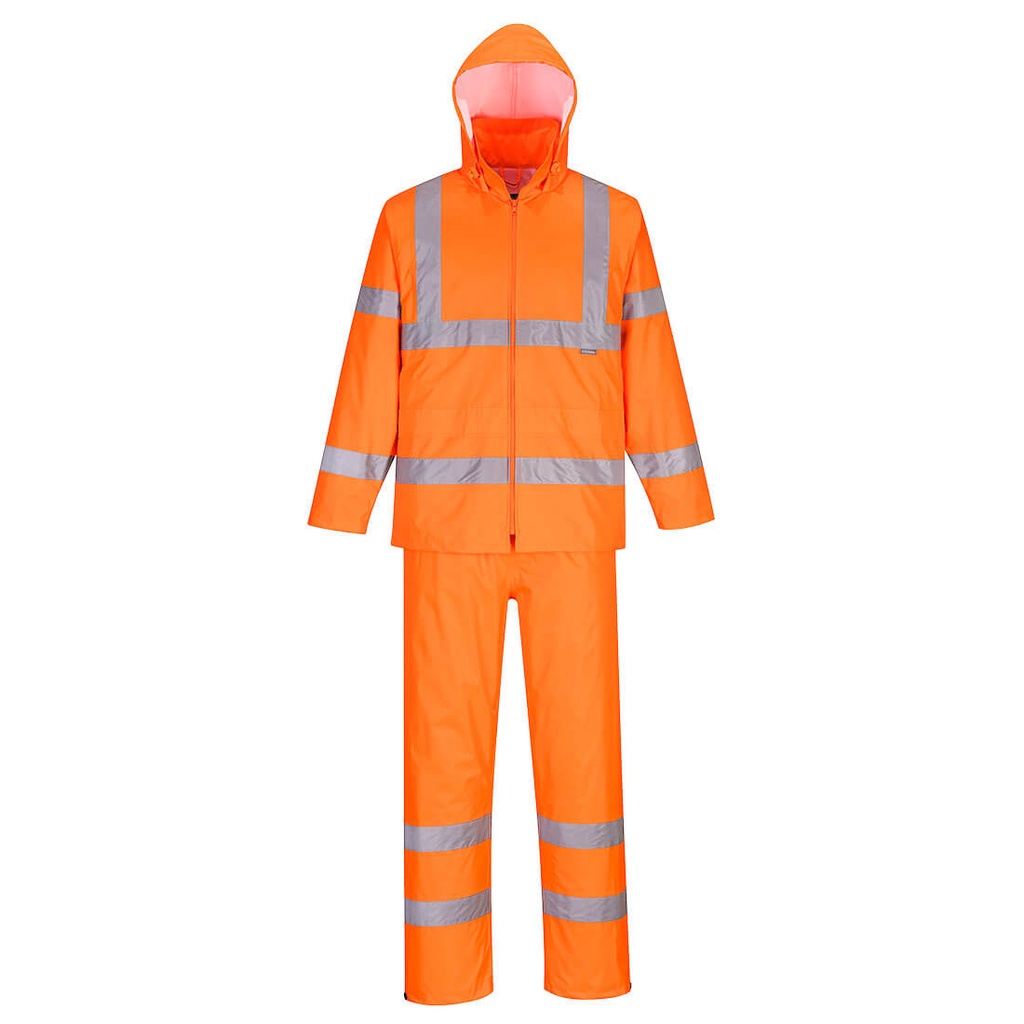 Ensemble de pluie enroulable haute visibilité Orange 