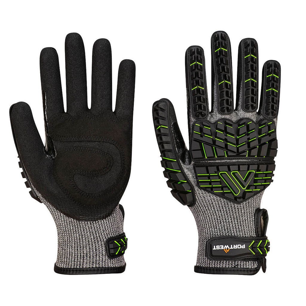 Gants anti impact en mousse nitrile CutF Noir/Vert