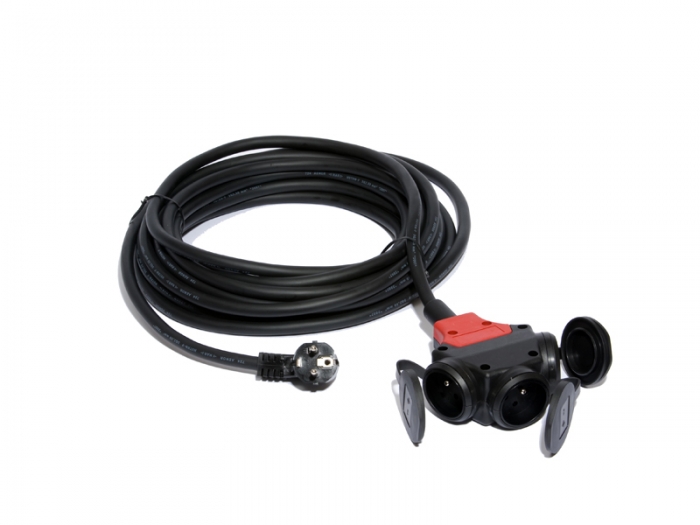 Prolongateur PRO Triple prises à clapet caoutchouc