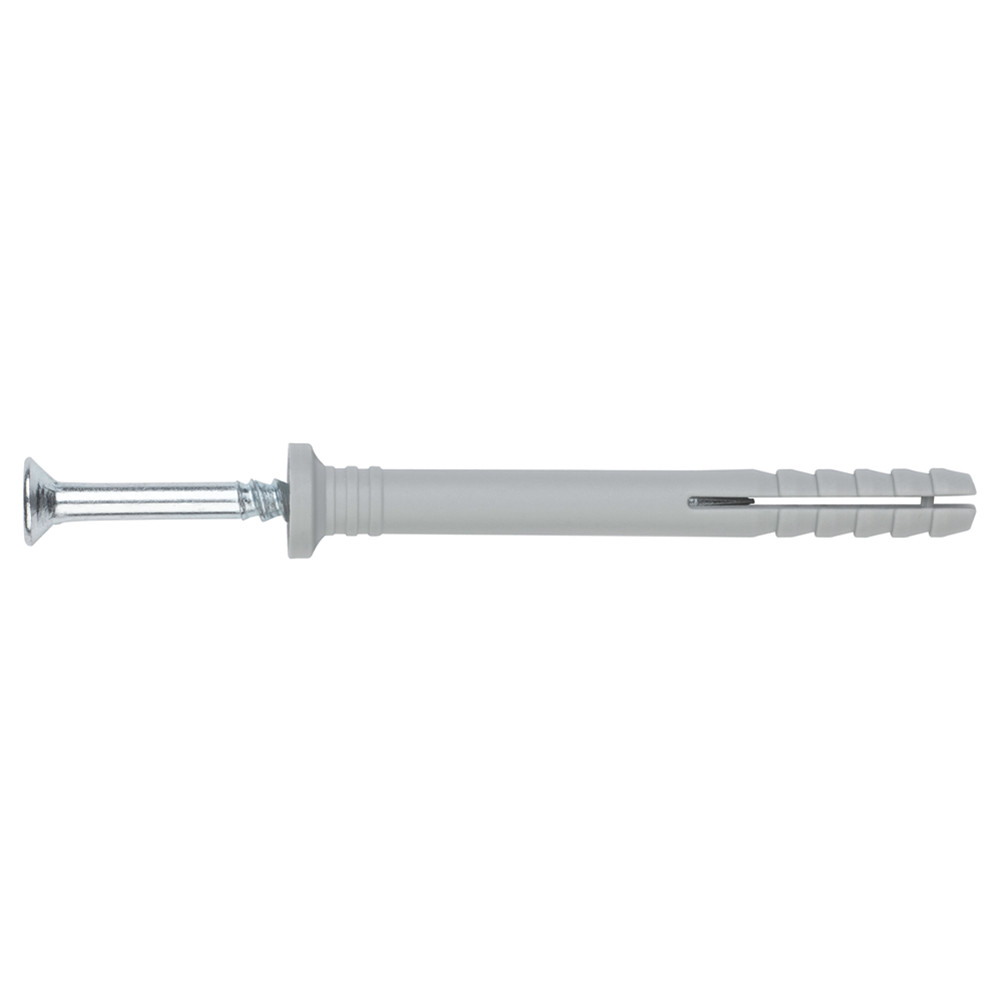 Cheville prémontée à frapper (polyamide 6.6),avec clou annelé. Cheville tête cylindrique