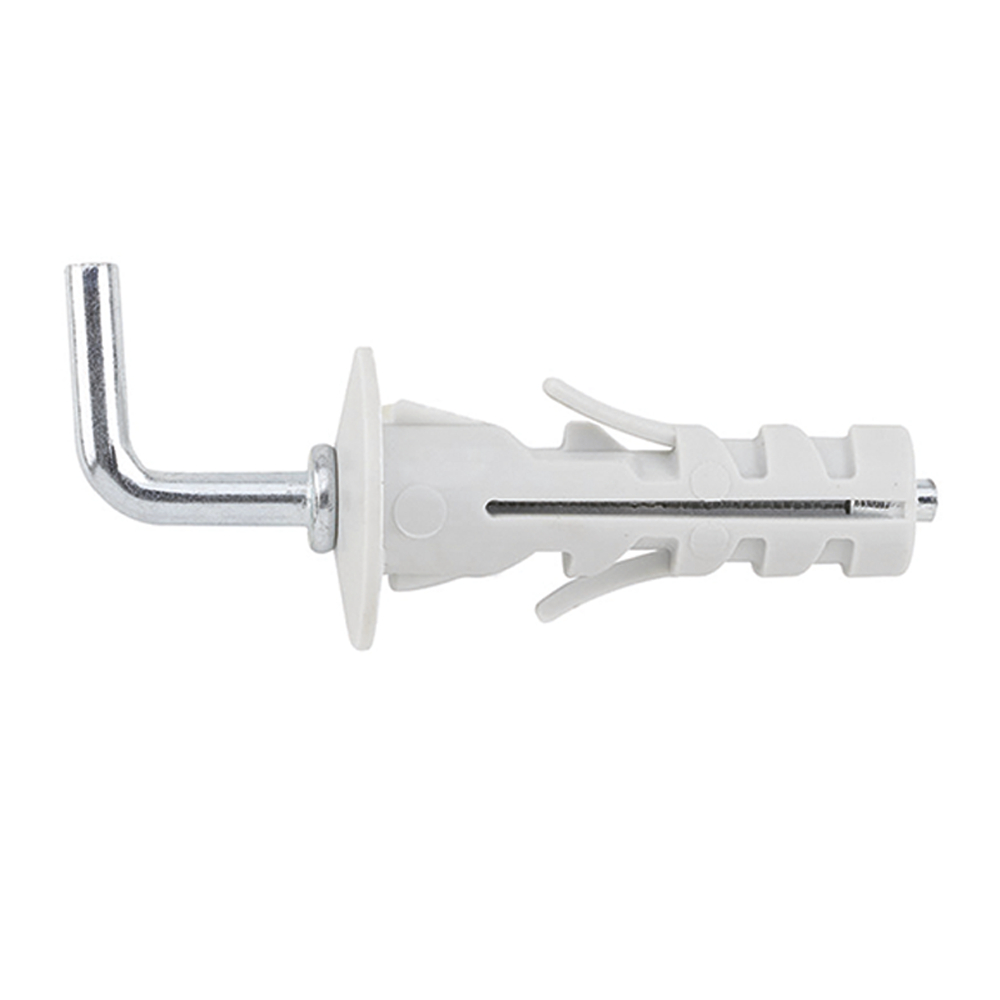 Cheville nylon pour briques creuses et matériaux pleins. Crochet angle droit (boite de 50 pièces)