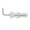 Cheville nylon pour briques creuses et matériaux pleins. Crochet angle droit (boite de 50 pièces)