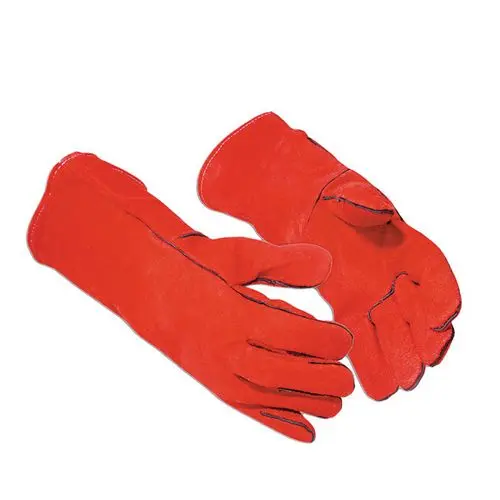 Gant soudeur en cuir rouge renforcé,