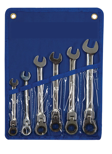 Jeu de clés mixtes à cliquet et à tête inclinable