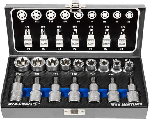 Coffret douille Torx 1/2 et E-Torx - 16 pièces