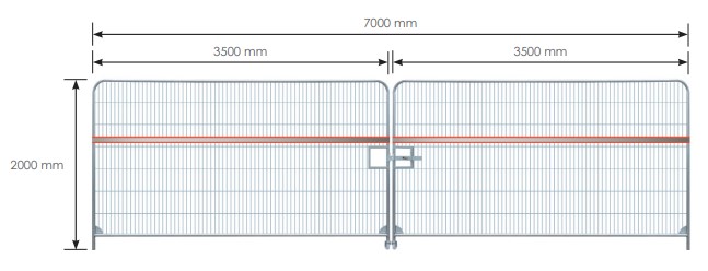 Portail d'accès temporaire pour véhicules et piétons avec loquet - arrondi - Securasite®