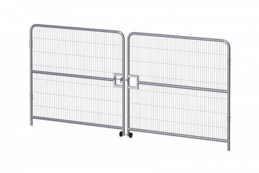 Portail d'accès temporaire pour véhicules et piétons avec loquet - arrondi - Securasite®
