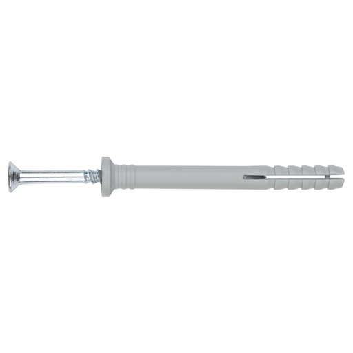 Cheville prémontée à frapper (polyamide 6.6),avec clou annelé. Cheville tête cylindrique