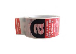 [A5066A] Adhésifs 50mm x 66m imprimé amiante