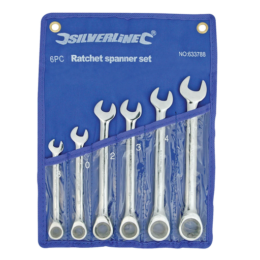 Clés mixtes à cliquet et à tête droite, 6 pcs