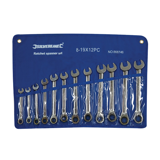Clés mixtes à cliquet et à tête droite, 12 pcs