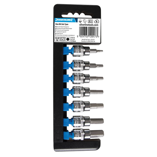 Embouts hexagonaux, 3/8", 7 pcs