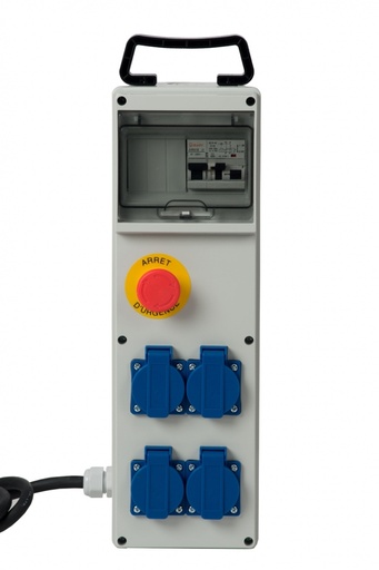 Coffret de chantier Mono 4 prises + Arrêt d'urgence