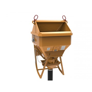 Benne à béton couchée avec boucles de levage et mécanisme TI Secatol